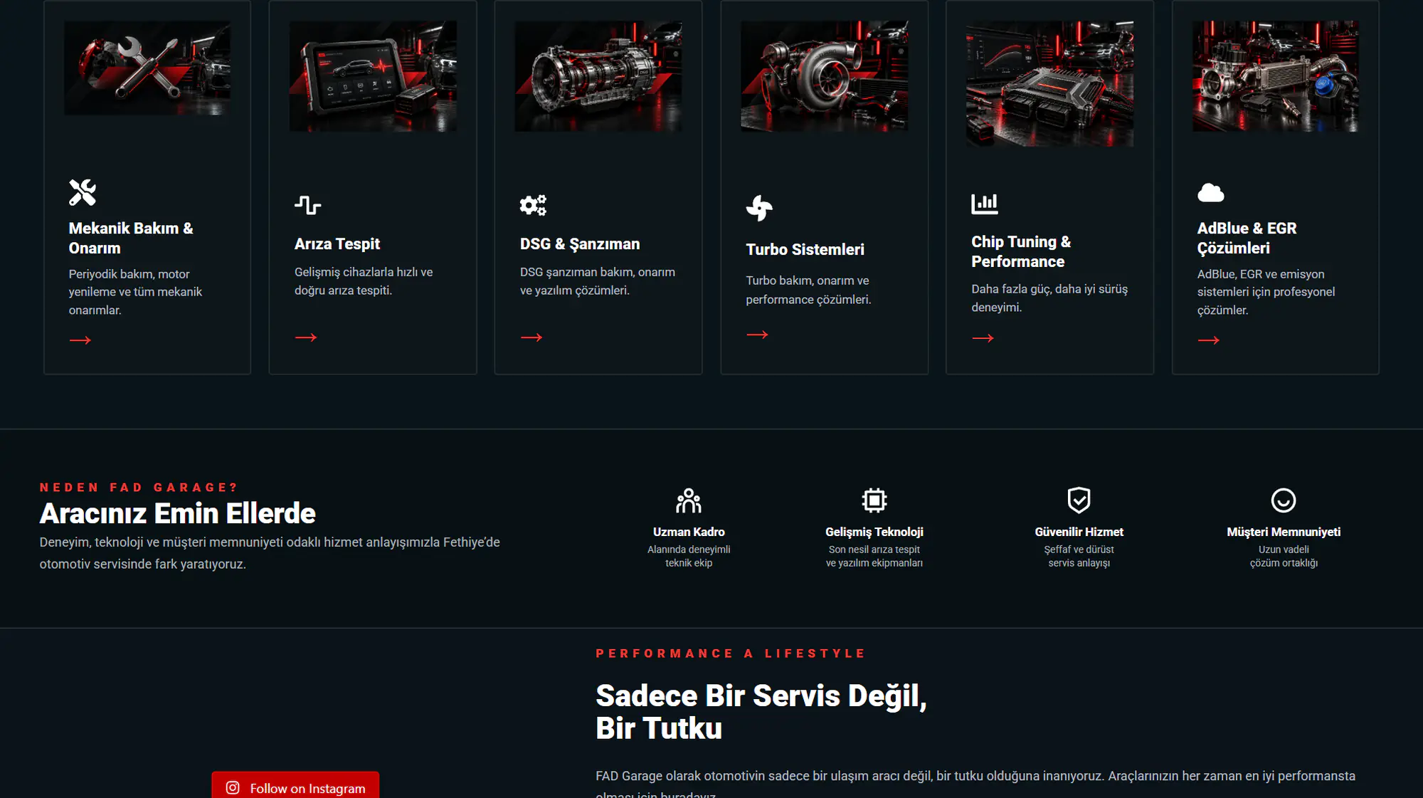 Fad Garaj services: mechanical maintenance, fault diagnosis, DSG, turbo, chip tuning and AdBlue