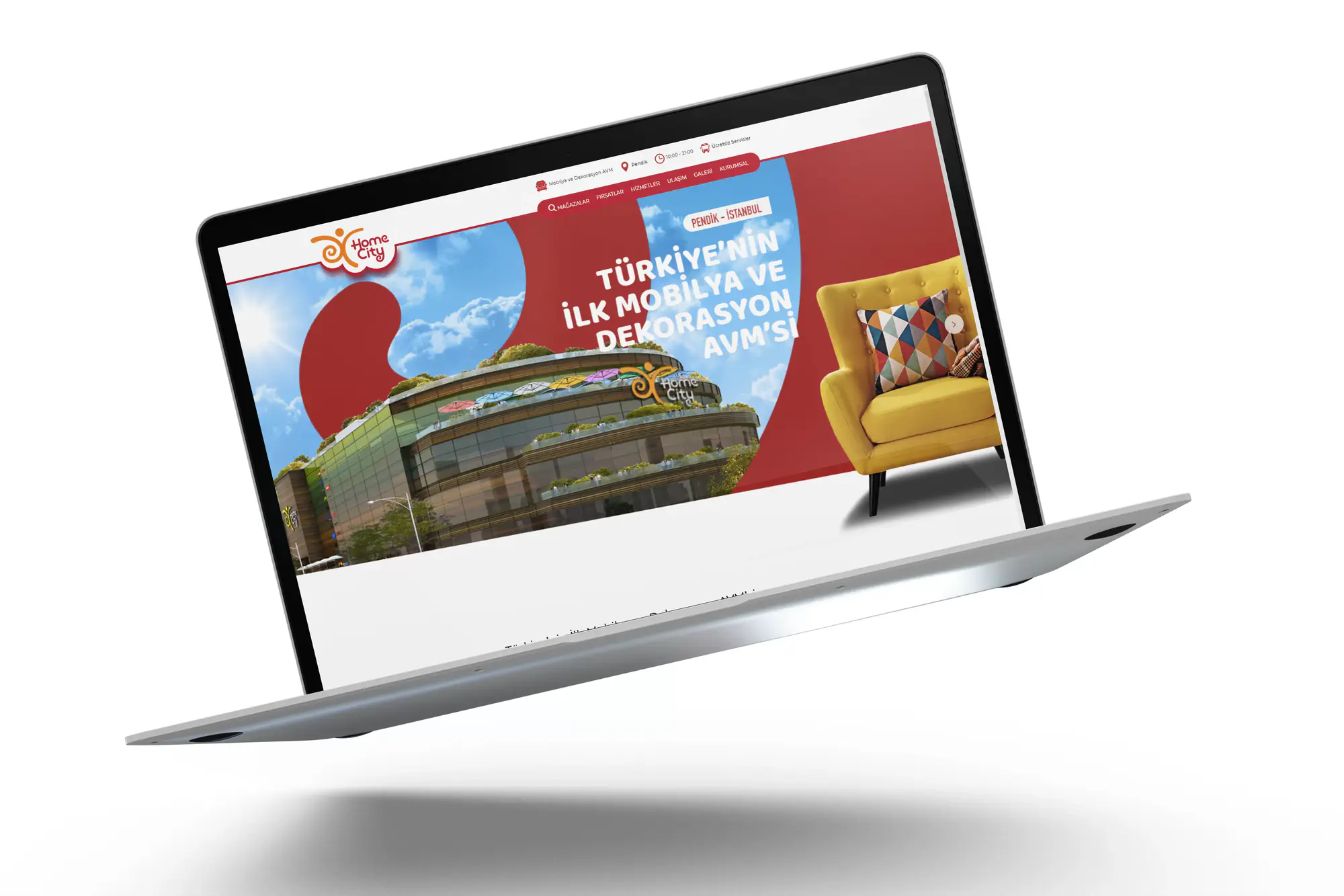Home City website on a laptop: Türkiye’s first furniture and home decor shopping centre