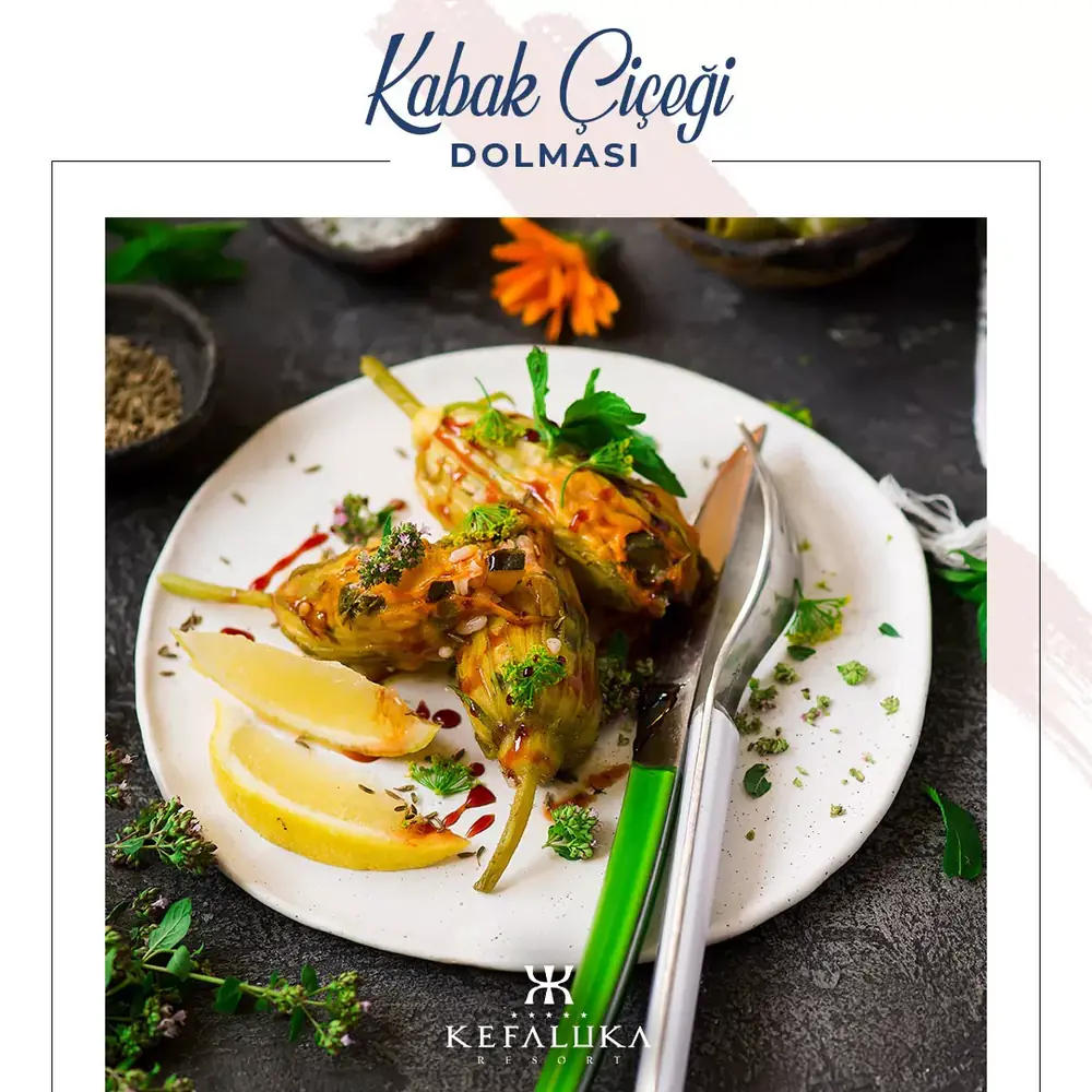 Kefaluka social media post: Kabak çiçeği dolması (stuffed courgette flowers)