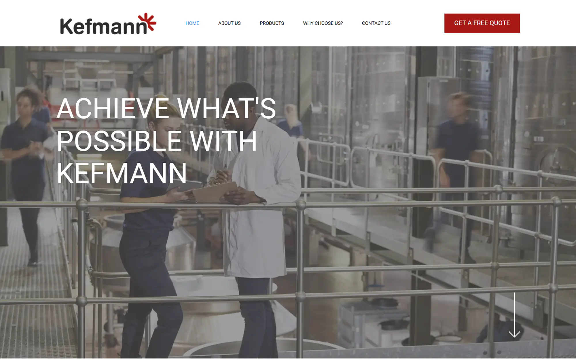 Kefmann home page: the heading Achieve what’s possible with Kefmann and a quote button