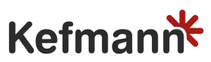 Kefmann logo: dark grey lettering and a red star mark