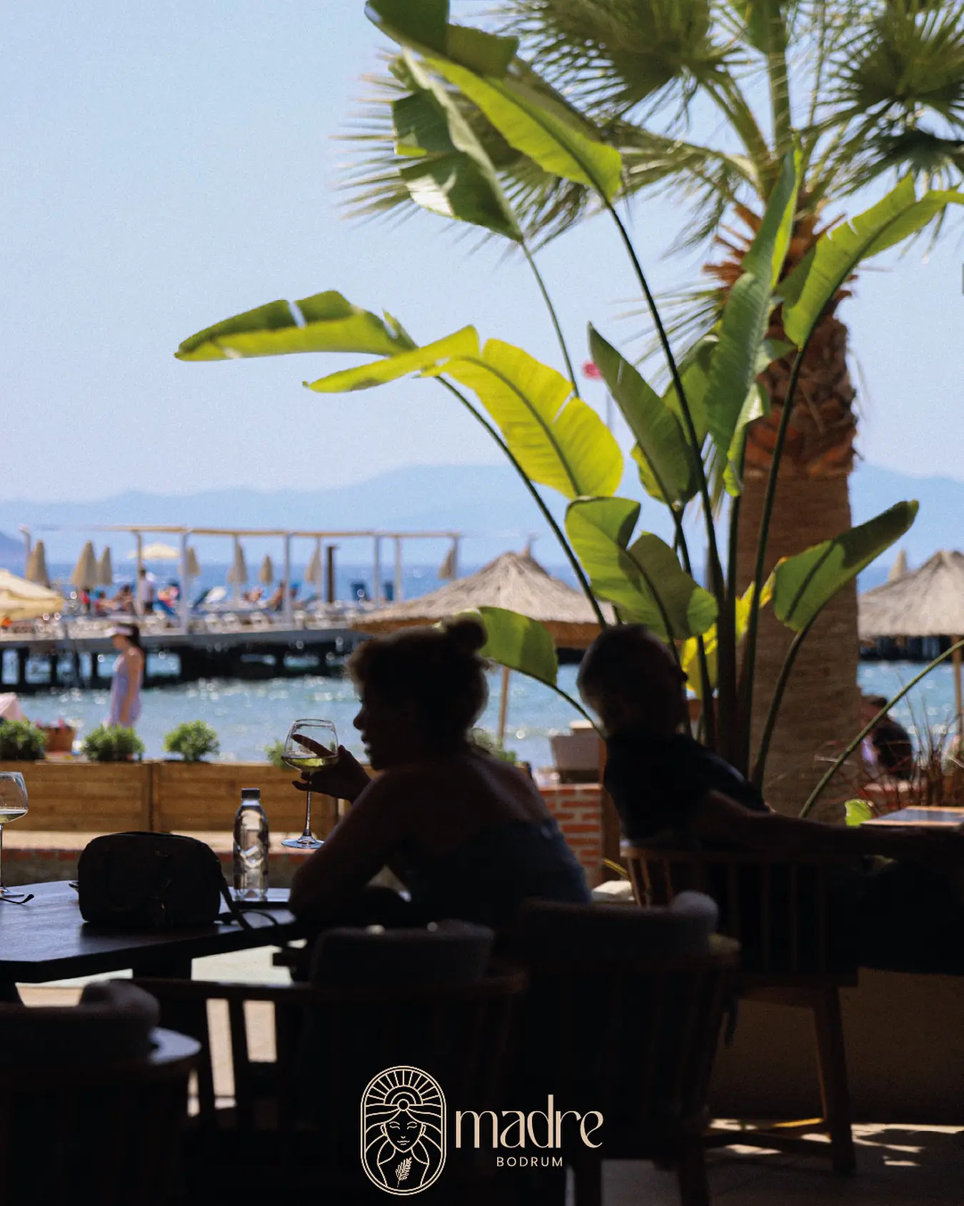 Madre Bodrum: seaside tables at sunset