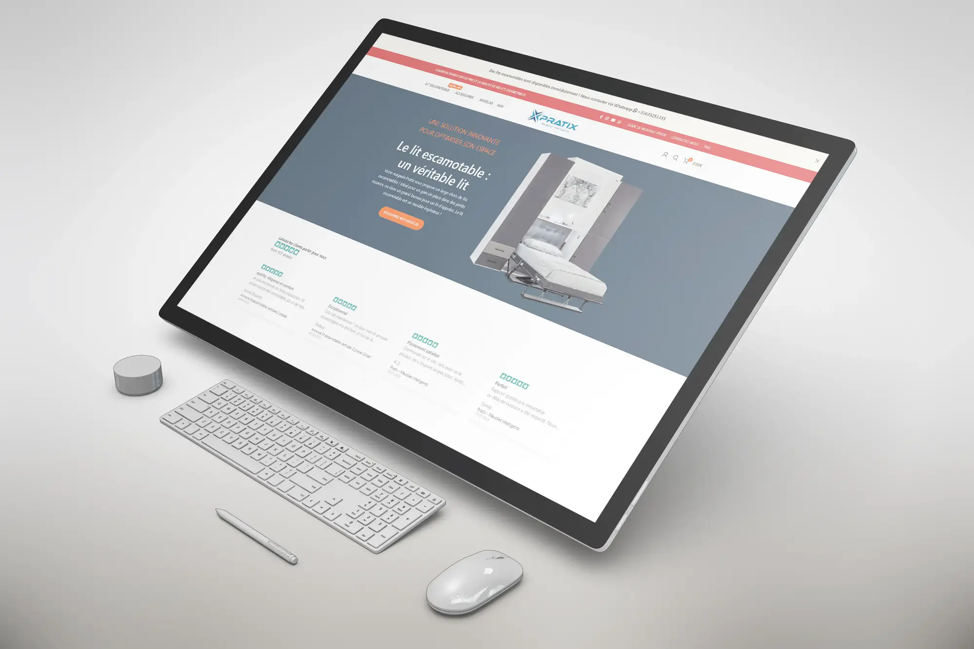 The Pratix site on a desktop computer