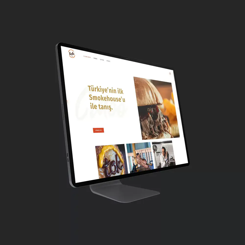 Tok BBQ website on a desktop screen: “Türkiye’nin ilk Smokehouse’u ile tanış” (Meet Türkiye’s first smokehouse)